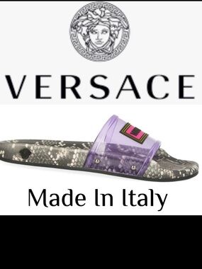 Versace Snake Print Slides 🔥Sandals • Made In Italy • Size 7